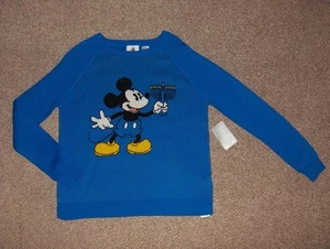 NEU Disney Pullover Damen blau Chanukka Mickey Mouse gelb schwarz Parks Gr. XS - Bild 1 von 2