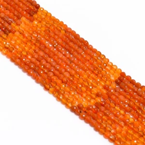Pietra preziosa corniola naturale forma moneta perline sfaccettate filo 4 mm 12,5" AB-169 - Foto 1 di 2