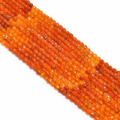 Cuentas facetadas con forma de moneda de piedras preciosas de cornalina natural 4 mm hilo 12,5" AB-169 Foto 1 de 2