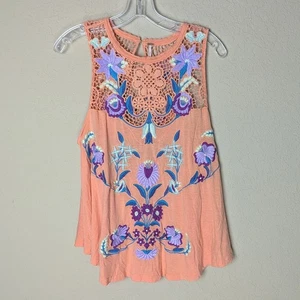 Free People besticktes Häkel Tank Top - Boho Festival Fairycore Gr. M - Bild 1 von 7