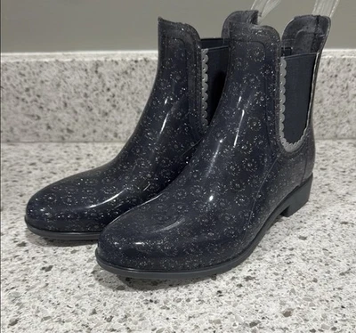 Botas de lluvia Jack Roger para mujer en azul con detalles plateados talla 7 usadas en excelente estado Foto 1 de 4