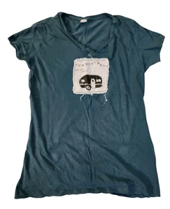 Natural Life "See The World" Airstream  Rv Camping Blue Teal T Shirt Size Large - Bild 1 von 11