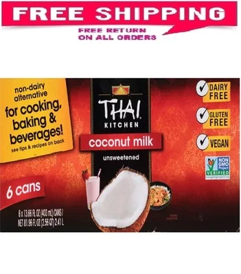 Leche de coco sin azúcar Thai Kitchen 13,66 fl. oz. latas, 6 pk. Foto 1 de 4