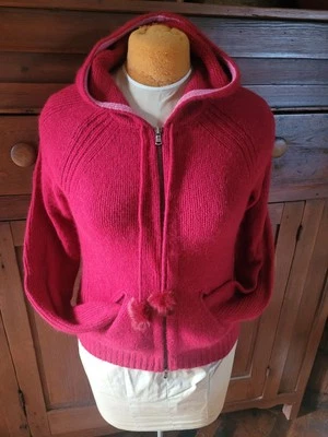 Chaqueta Suéter Express Mujer Roja Cremallera Talla LG Lana Merino, Cabello de Conejo Angora. Foto 1 de 4