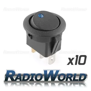 10x Blue LED Round Illuminated Rocker Switch Car dash light ON/OFF 12v - Picture 1 of 1