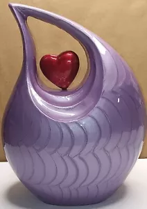 MEILINXU Hand Crafted Large Cremation Teardrop Heart of Love Urn, Elegant Purple - Picture 1 of 5