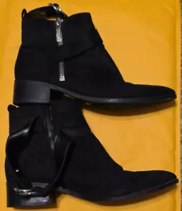 Nine West Women's Ankle Boots 9M Black Pointed Toe Zip Cuban Heels Wndahila3 - Picture 1 of 6