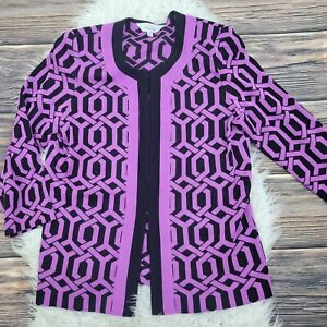 Exclusively Misook Purple Chain Link Pattern Blazer Jacket Classy Womens Size M