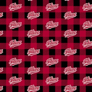 Indiana University IU Hoosiers Buffalo Plaid Fleece Fabric-NCAA Blanket Fabric - Picture 1 of 1
