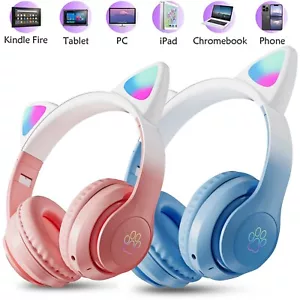 Auriculares Bluetooth para orejas de gato para niños inalámbricos y con cable modo auricular plegable micrófono - Imagen 1 de 29