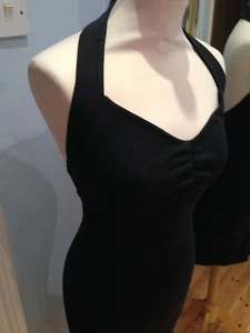 True Vintage1980s 1990s black body con halter neck dress size 12 BETSEY Johnson - Picture 1 of 3