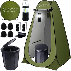 Outdoor Portable Toilet Set for Adults with Camping Night Lantern, Folding XL - Picture 1 of 12