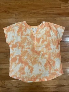 Camisa Style & Co Manga Gorra Naranja/Amarillo Talla XL Medio Botón Nueva Sin Etiquetas - Imagen 1 de 5