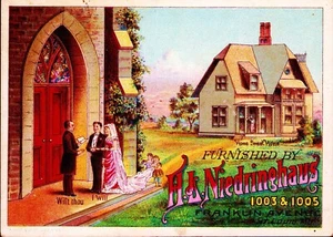 H.L. Mobili Niedringhaus ~ St Louis ~ antica carta da visita vittoriana - Foto 1 di 3