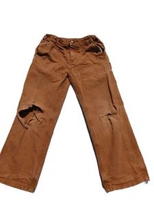 Carhartt Pants Boys 6 Brown Duck Canvas Straight Leg Carpenter Pants - Picture 1 of 13
