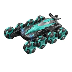 8 Wheels RC Rotating Car Strong Grip LED 360 Degree Remote Control Stunt Car - Foto 1 di 8