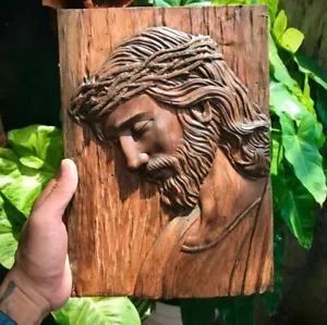 Arte en madera tallada de Jesucristo regalo de Navidad - decoración religiosa cristiana con soporte - Imagen 1 de 5