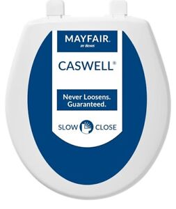 MAYFAIR 880SLOW 000 Caswell Toilet Seat Slowly Close Never Loosen, ROUND, white