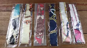 Silk Thin Neck Scarf, Purse Wrap, Hair Tie Set of 6 NWOT Hair or Neck Scarf - Picture 1 of 7