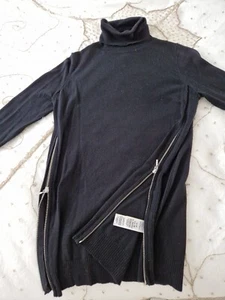 M&S Black Zipped Polo Long Jumper Size 8 New Condition - Picture 1 of 7