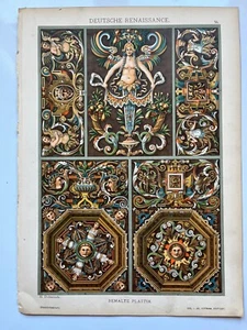 German Renaissance Painted Sculpture antique chromolithograph 1889 Dolmetsch - Picture 1 of 6