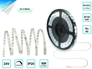 Striscia LED, Striscia LED, Nastro Luminoso LED, Dimmerabile Bianco Freddo, 24V 5730 SMD con Cavo - Foto 1 di 7