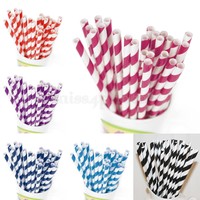 25pcs Birthday Wedding Vintage Party Drinking Paper Straws Tableware Cake
