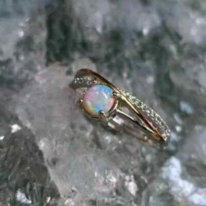 Vessela Lightning Ridge White Opal 0.40ct Silver Adj Ring Size US 6.5 - Bild 1 von 7