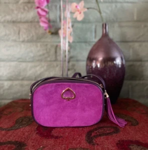 kate spade kourtney purple camera bag suede and pebble leather - Picture 1 of 8
