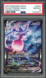 2023 PSA 10 Corona Pokemon Zenith Hatterene VMAX Full Art GG47/GG70 Gemma Nuove di zecca - Foto 1 di 2