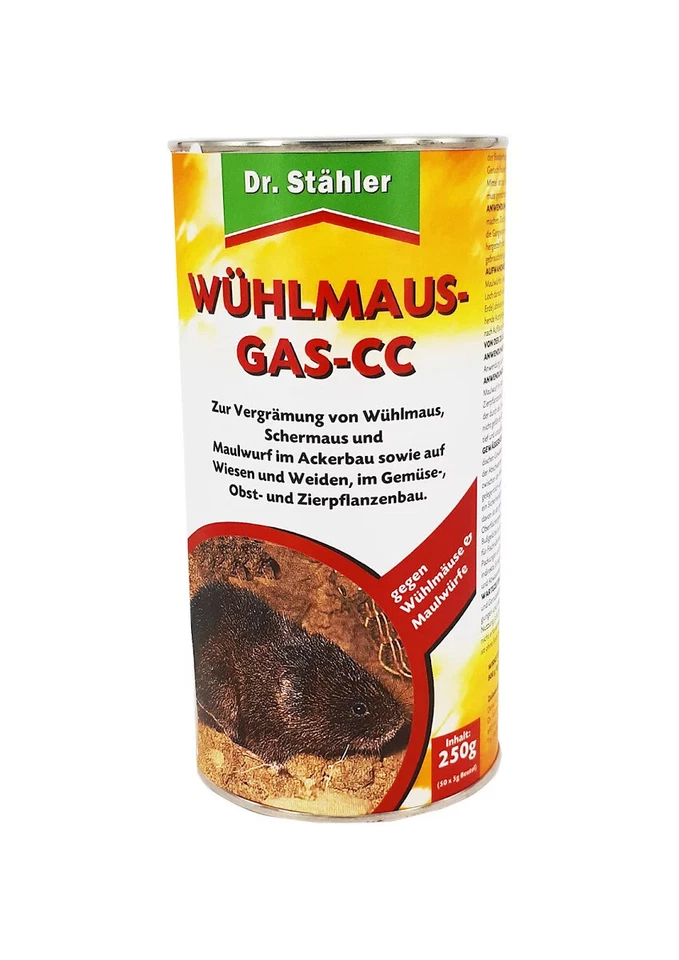 Dr Stähler Wühlmausgas  CC Vergrämungsmittel Schermaus Maulwurf Fernhalte 250 g - Bild 1 von 1