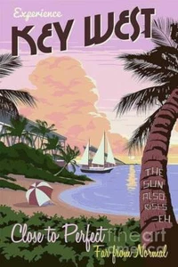 Vintage Key West The Sun Also Rises Travel Poster Print 17x12 - Picture 1 of 1