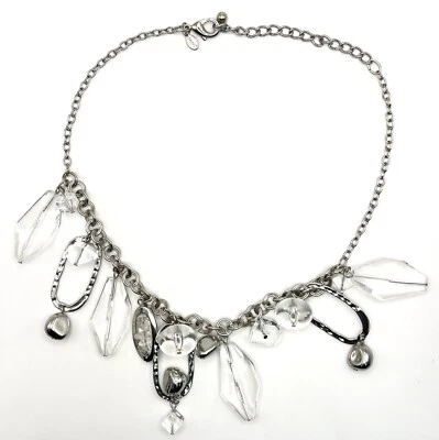 Collar Lucite Declaración Tono Plata 22" Grueso Cuentas CHICOS  Foto 1 de 4