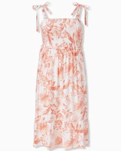 Nuevo con etiquetas Torrid Mujer Talla Grande 0 Grande 12 Blanco Coral Floral Corbata Vestido Mediodía - Imagen 1 de 5