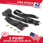1X Universal 3 Point Retractable Black Seat Belts for Chrysler Prowler 01-02