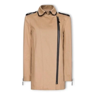 Chaqueta militar clásica arquitectónica Mango Camel cremallera asimétrica para mujer talla XS Foto 1 de 4