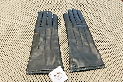 $98 Coach Women's Black Leather Basic Gloves - Size 7.5 - # 83875 - NEW! - Image 1 of 4