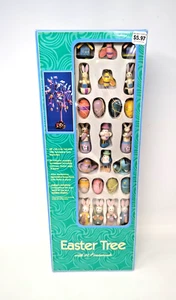 NEW Vintage 18” Easter Tree With 24 Wood Bunny Rabbit Ornaments Decor In Box - Picture 1 of 6