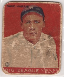 1933 Goudey Dave Harris #9 Washington Senators Big League Gum R319