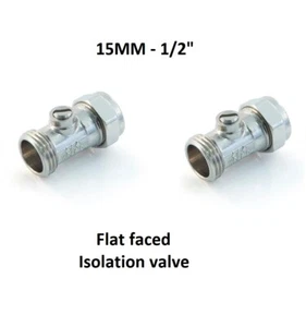 Válvula de aislamiento facial plana macho de 15 mm X 1/2" para adaptarse a conectores de grifo flexible - Imagen 1 de 1