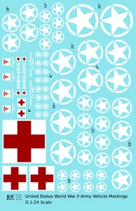 K4 G 1:24 Scale Decals USA World War II Army Truck Vehicle Markings Circle Star - Picture 1 of 6