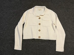 Sezane Pullover Damen XS Elfenbein Merinowolle Kragen Knopfleiste Cardigan Strick - Bild 1 von 7