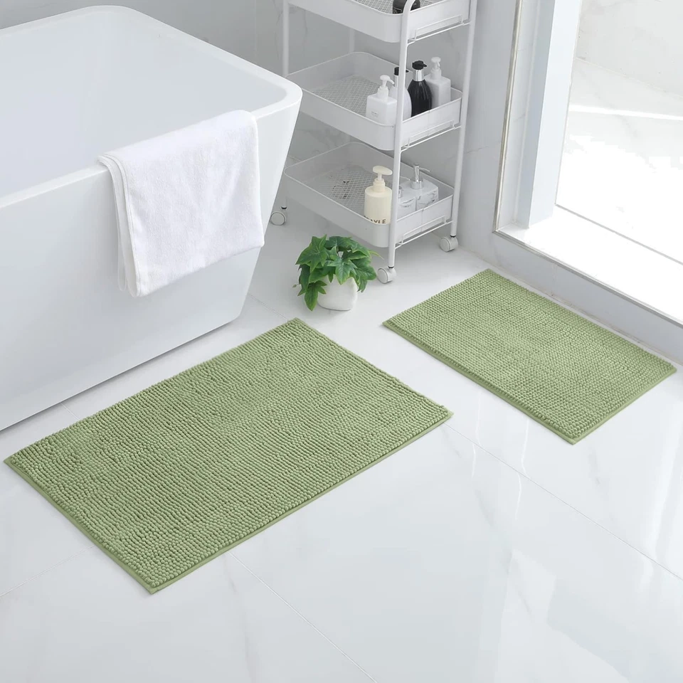 Badezimmerteppich Set Chenille rutschfest Waschbar Badvorleger 40x60cm 50x80cm - Bild 1 von 1