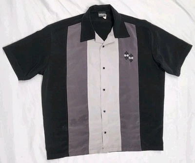 Be Retro Bowling Shirt Mens Size XL Black Gray Short Sleeve Button Up USA Made!! - Image 1 of 4