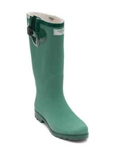 Womens Rain Boots Green Matte Waterproof Rubber Garden Rainboots, Size 11 - Picture 1 of 3