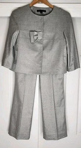 Ann Klein Business Suit 2 Piece Blazer & Pant Size 2 Gray/Silver Filly Lined - Picture 1 of 24