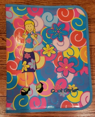Carpeta de cremallera Cool Girl Groovy con accesorios sellados 2001 Flower Power hoja suelta Foto 1 de 4