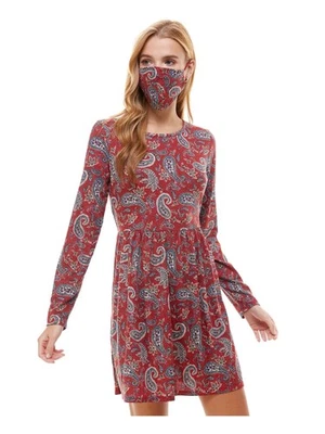 BEBOP Womens Glitter W/ Mask Long Sleeve Crew Neck Mini Fit + Flare Dress - Image 1 of 3