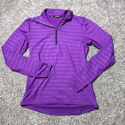 Pullover Ralph Lauren para mujer S pequeño púrpura a rayas 1/4 cremallera RLX Active Foto 1 de 4