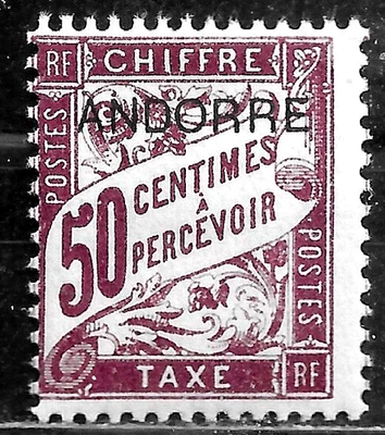 HICK GIRL- MINT FRENCH ANDORRE STAMP   SC#J4  1931  POSTAGE DUE     M65 - Image 1 of 2